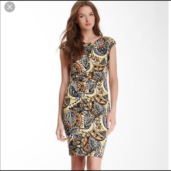 Lafayette 148 New York Dresses & Skirts - Lafayette 148 Cowl Neck Cap Sleeve Printed Dress